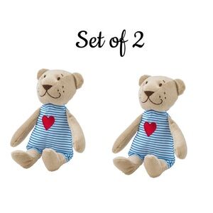 2 Striped Blue and Tan Teddy Bear Set